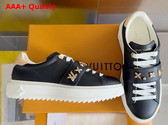 Louis Vuitton Time Out Sneaker in Black Smooth Calf Leather with Gold Tone Studs 1AD2WJ Replica