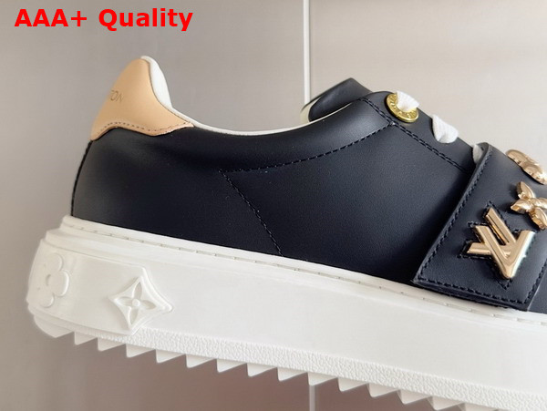 Louis Vuitton Time Out Sneaker in Black Smooth Calf Leather with Gold Tone Studs 1AD2WJ Replica