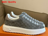 Louis Vuitton Time Out Sneaker in Grey Monogram Debossed Suede Calf Leather 1ABR1O Replica