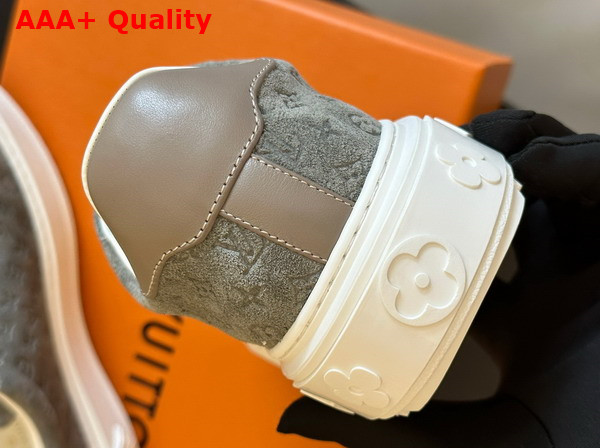 Louis Vuitton Time Out Sneaker in Grey Monogram Debossed Suede Calf Leather 1ABR1O Replica