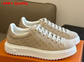 Louis Vuitton Time Out Sneaker in Nude Monogram Debossed Suede Calf Leather 1ABR2K Replica