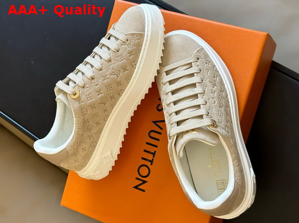 Louis Vuitton Time Out Sneaker in Nude Monogram Debossed Suede Calf Leather 1ABR2K Replica