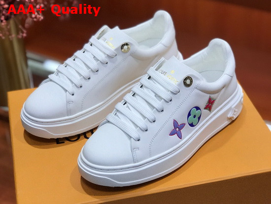 Louis Vuitton Time Out Sneaker in White Calf Leather with Giant Monogram Flowers Replica