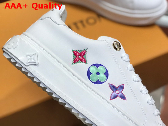 Louis Vuitton Time Out Sneaker in White Calf Leather with Giant Monogram Flowers Replica