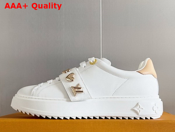 Louis Vuitton Time Out Sneaker in White Smooth Calf Leather with Gold Tone Studs 1AD2W3 Replica