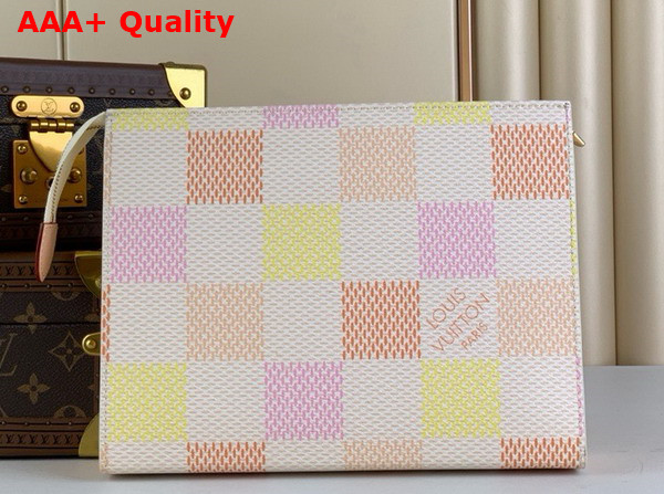 Louis Vuitton Toilet Pouch in Peach Damierlicious Coated Canvas N40740 Replica