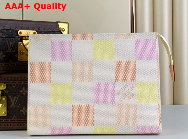 Louis Vuitton Toilet Pouch in Peach Damierlicious Coated Canvas N40740 Replica