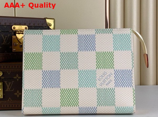 Louis Vuitton Toilet Pouch in Pistachio Damier Coated Canvas Replica