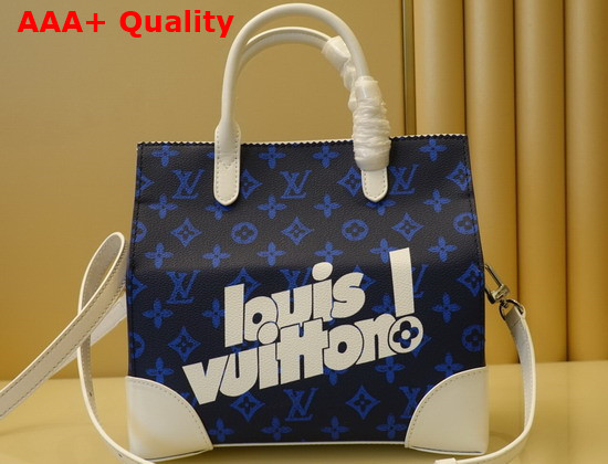 Louis Vuitton Tourist vs Purist Tote Blue Monogram Canvas and White Calf Leather Replica