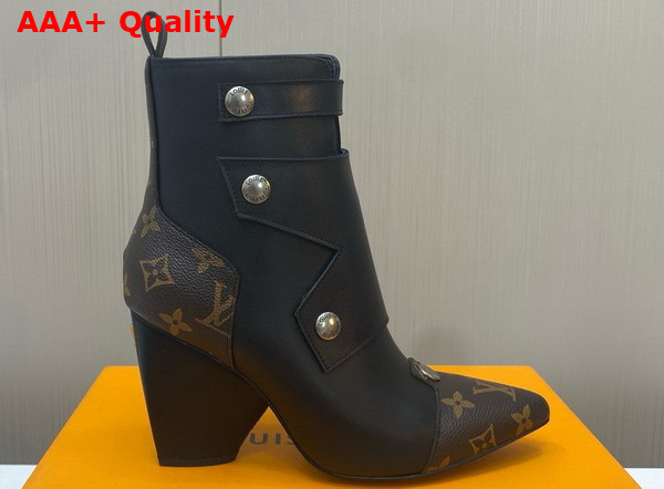 Louis Vuitton Trinity Ankle Boot in Black Calf Leather with Monogram Canvas Trim Replica