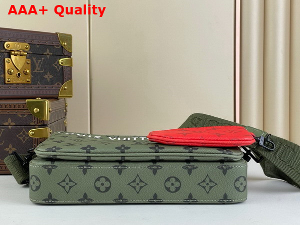 Louis Vuitton Trio Messenger Bag in Khaki Green and Vermillion Red Monogram Canvas M23783 Replica