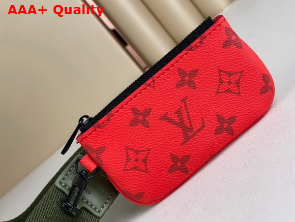 Louis Vuitton Trio Messenger Bag in Khaki Green and Vermillion Red Monogram Canvas M23783 Replica