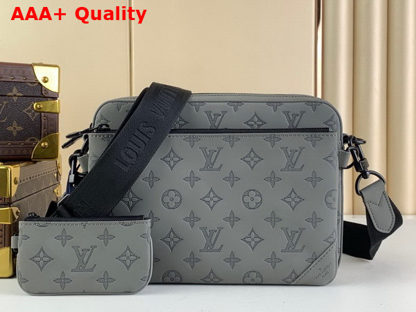 Louis Vuitton Trio Messenger in Anthracite Gray Monogram Embossed Calf Skin M46603 Replica