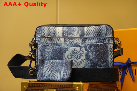 Louis Vuitton Trio Messenger in Ocean Blue Damier Salt Canvas Replica