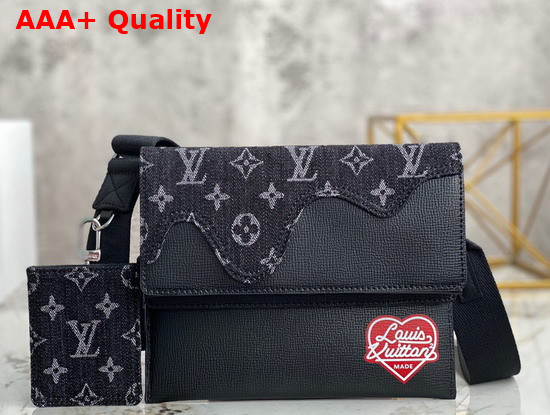 Louis Vuitton Trio Pouch in Black Monogram Denim and Taurillon Leather M81013 Replica