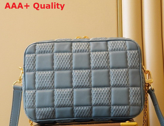 Louis Vuitton Troca MM Handbag Glacier Blue Damier Quilt Lambskin Replica