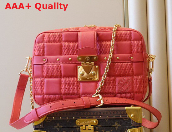 Louis Vuitton Troca MM Handbag Pink Damier Quilt Lambskin Replica