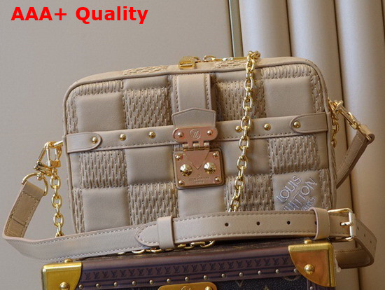 Louis Vuitton Troca PM Handbag Beige Damier Quilt Lambskin Replica