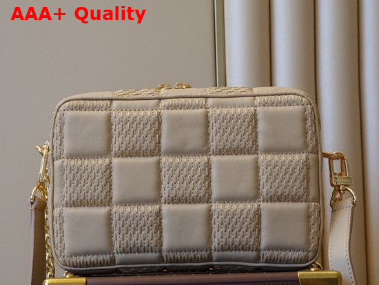 Louis Vuitton Troca PM Handbag Beige Damier Quilt Lambskin Replica