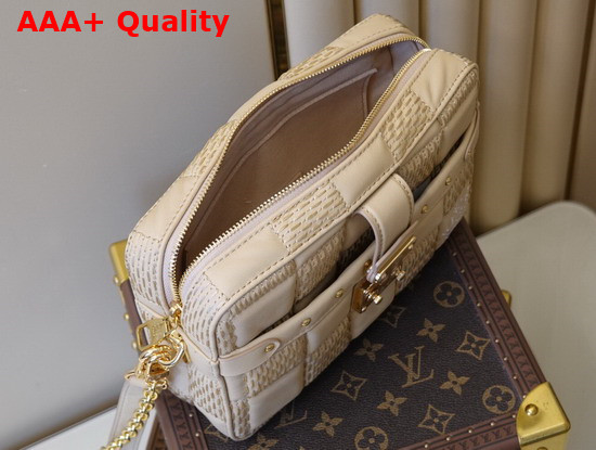 Louis Vuitton Troca PM Handbag Beige Damier Quilt Lambskin Replica