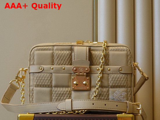 Louis Vuitton Troca PM Handbag Beige Damier Quilt Lambskin Replica