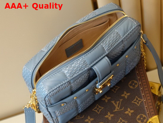 Louis Vuitton Troca PM Handbag Glacier Damier Quilt Padded Lambskin M59115 Replica