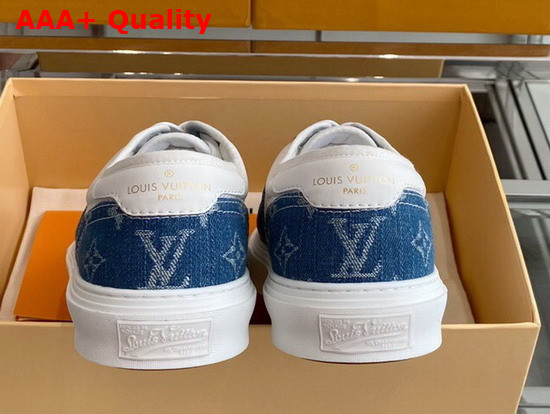 Louis Vuitton Trocadero Richelieu Sneaker Combines Blue Monogram Denim with White Grained Calf Leather 1A811G Replica