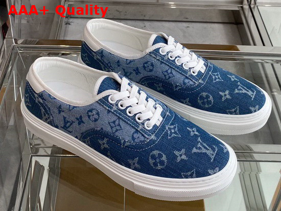 Louis Vuitton Trocadero Richelieu Sneaker Comes in Summery Blue Monogram Denim 1A5YV0 Replica