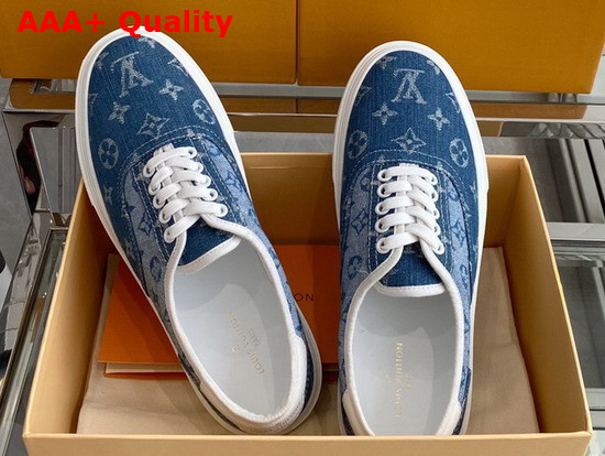 Louis Vuitton Trocadero Richelieu Sneaker Comes in Summery Blue Monogram Denim 1A5YV0 Replica