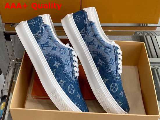 Louis Vuitton Trocadero Richelieu Sneaker Comes in Summery Blue Monogram Denim 1A5YV0 Replica