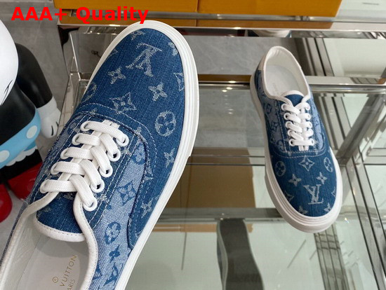 Louis Vuitton Trocadero Richelieu Sneaker Comes in Summery Blue Monogram Denim 1A5YV0 Replica