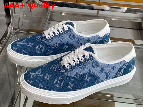 Louis Vuitton Trocadero Richelieu Sneaker Comes in Summery Blue Monogram Denim 1A5YV0 Replica