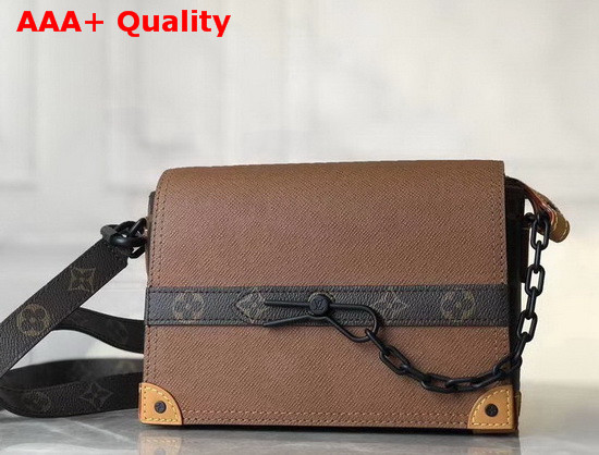 Louis Vuitton Trunk Messenger in Brown Taiga Leather and Monogram Canvas Replica