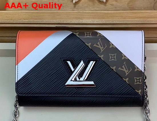 Louis Vuitton Twist Chain Wallet Black Tan Cowhide Leather M67798 Replica