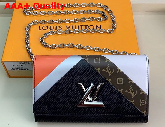 Louis Vuitton Twist Chain Wallet Black Tan Cowhide Leather M67798 Replica