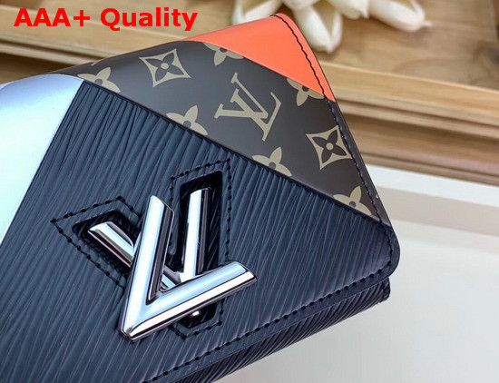 Louis Vuitton Twist Compact Wallet Black Tan Cowhide Leather Replica