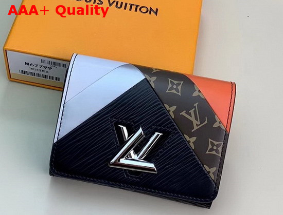 Louis Vuitton Twist Compact Wallet Black Tan Cowhide Leather Replica