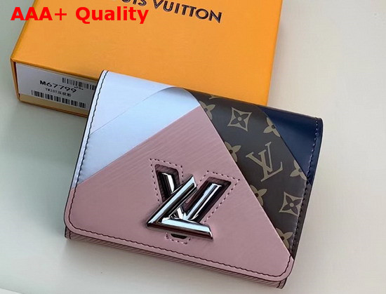 Louis Vuitton Twist Compact Wallet Pink White Navy Blue Cowhide Leather M67799 Replica