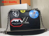 Louis Vuitton Twist MM Bag Black Epi Leather World Tour Stickers Collection M52105 Replica