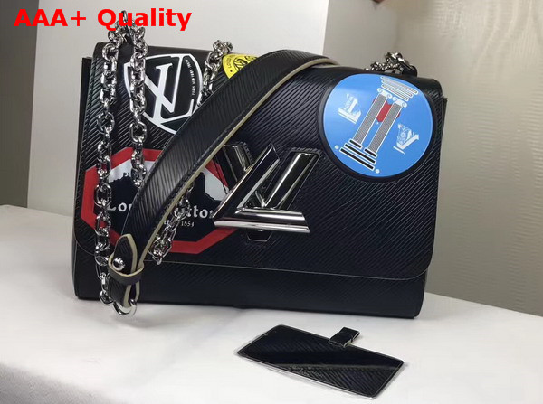 Louis Vuitton Twist MM Bag Black Epi Leather World Tour Stickers Collection M52105 Replica