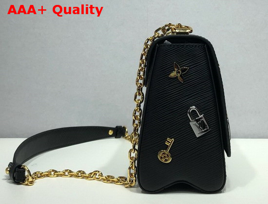 Louis Vuitton Twist MM Black Epi Cowhide Leather with Locks Keys and Monogram Flowers M52891 Replica