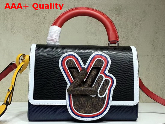 Louis Vuitton Twist MM Black Epi Leather with Embroidered Details and Monogram Canvas Patch Replica