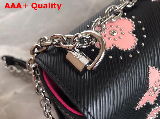 Louis Vuitton Twist MM Black Printed and Studded Epi Leather M52134 Replica