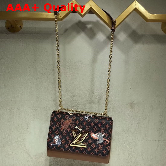 Louis Vuitton Twist MM Brown and Orange Transformed Monogram Canvas Aged Natural Cowhide Trim M44408 Replica