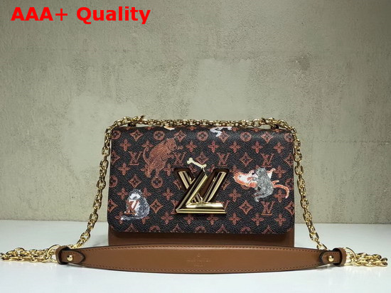 Louis Vuitton Twist MM Brown and Orange Transformed Monogram Canvas Aged Natural Cowhide Trim M44408 Replica