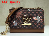 Louis Vuitton Twist MM Brown and Orange Transformed Monogram Canvas Aged Natural Cowhide Trim M44408 Replica