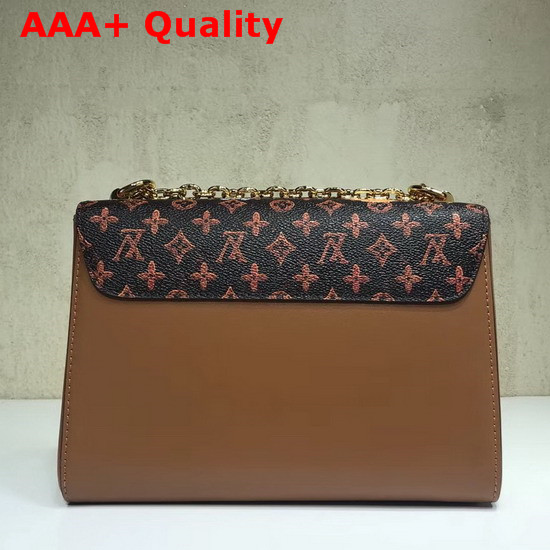 Louis Vuitton Twist MM Brown and Orange Transformed Monogram Canvas Aged Natural Cowhide Trim M44408 Replica