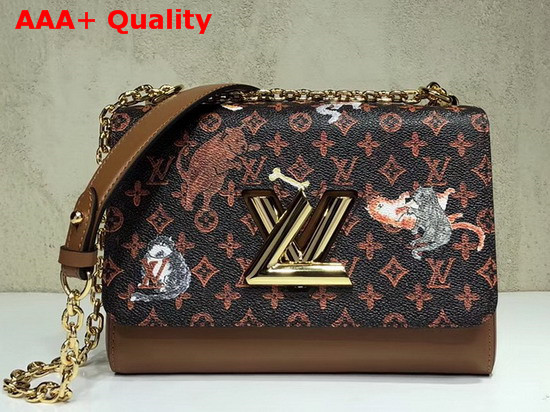 Louis Vuitton Twist MM Brown and Orange Transformed Monogram Canvas Aged Natural Cowhide Trim M44408 Replica