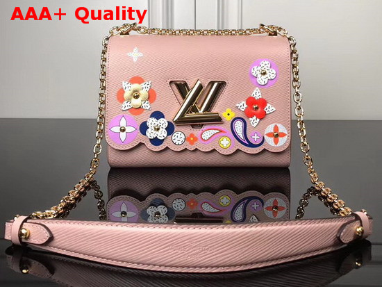 Louis Vuitton Twist MM Epi Pink Printed and Embossed Epi Leather with Leather Patches and Studs M54858 Replica