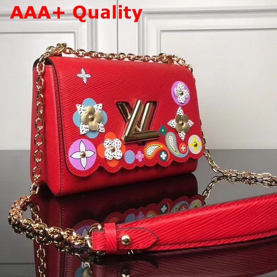 Louis Vuitton Twist MM Epi Red Printed and Embossed Epi Leather with Leather Patches and Studs M54589 Replica